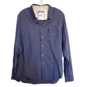 Columbia Mens Blue Plaid Buttoned Fishing Shirt M Cotton Long Sleeve Western